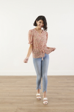 V-Neck Button-Down Top